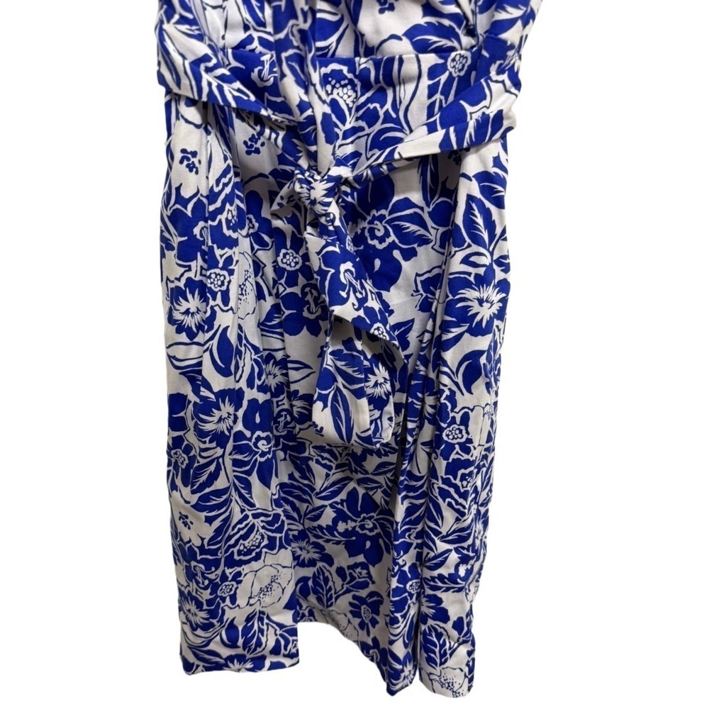Anne Klein Blue Floral Tea Ruffled Tie Waist Dress  Size 10 NWT - Picture 4 of 5